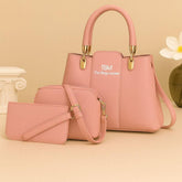 Women's Rexine Plain 3-Pcs Hand Bag Set